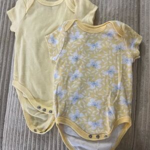 Wander Yellow and White Baby Bodysuits